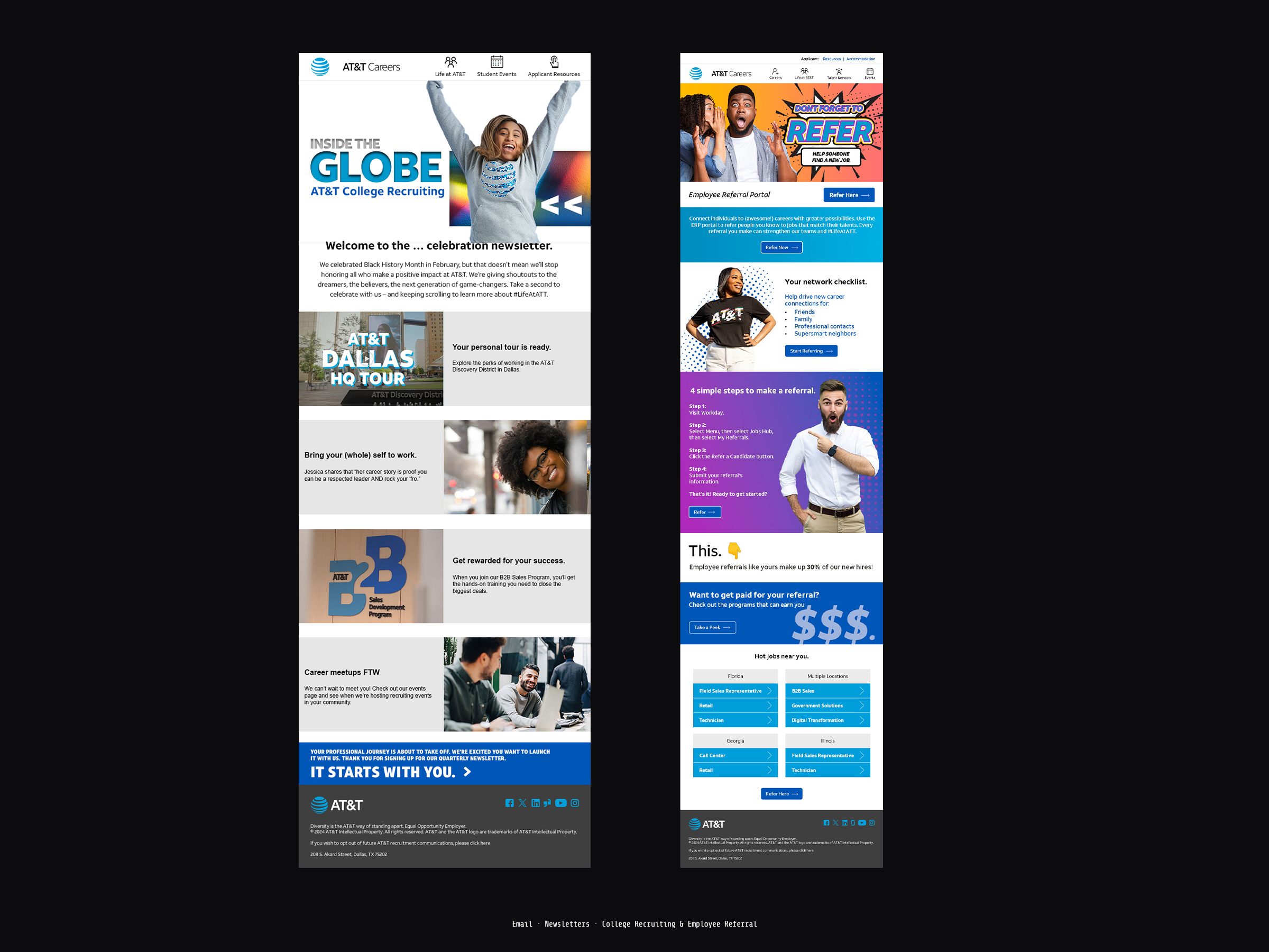 AT&T Careers — Email newsletters: Inside the Globe college recruiting and Employee Referral Program