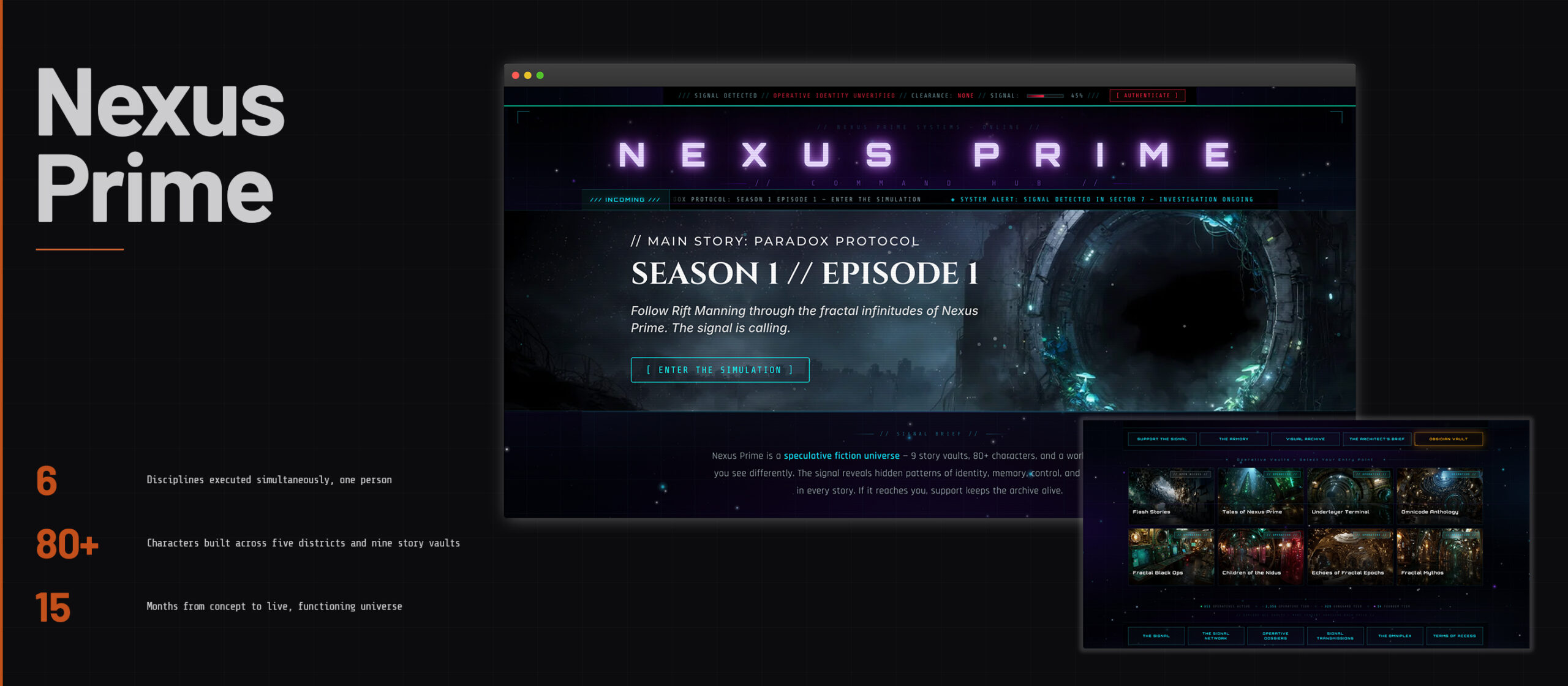 Nexus Prime — Homepage Desktop View