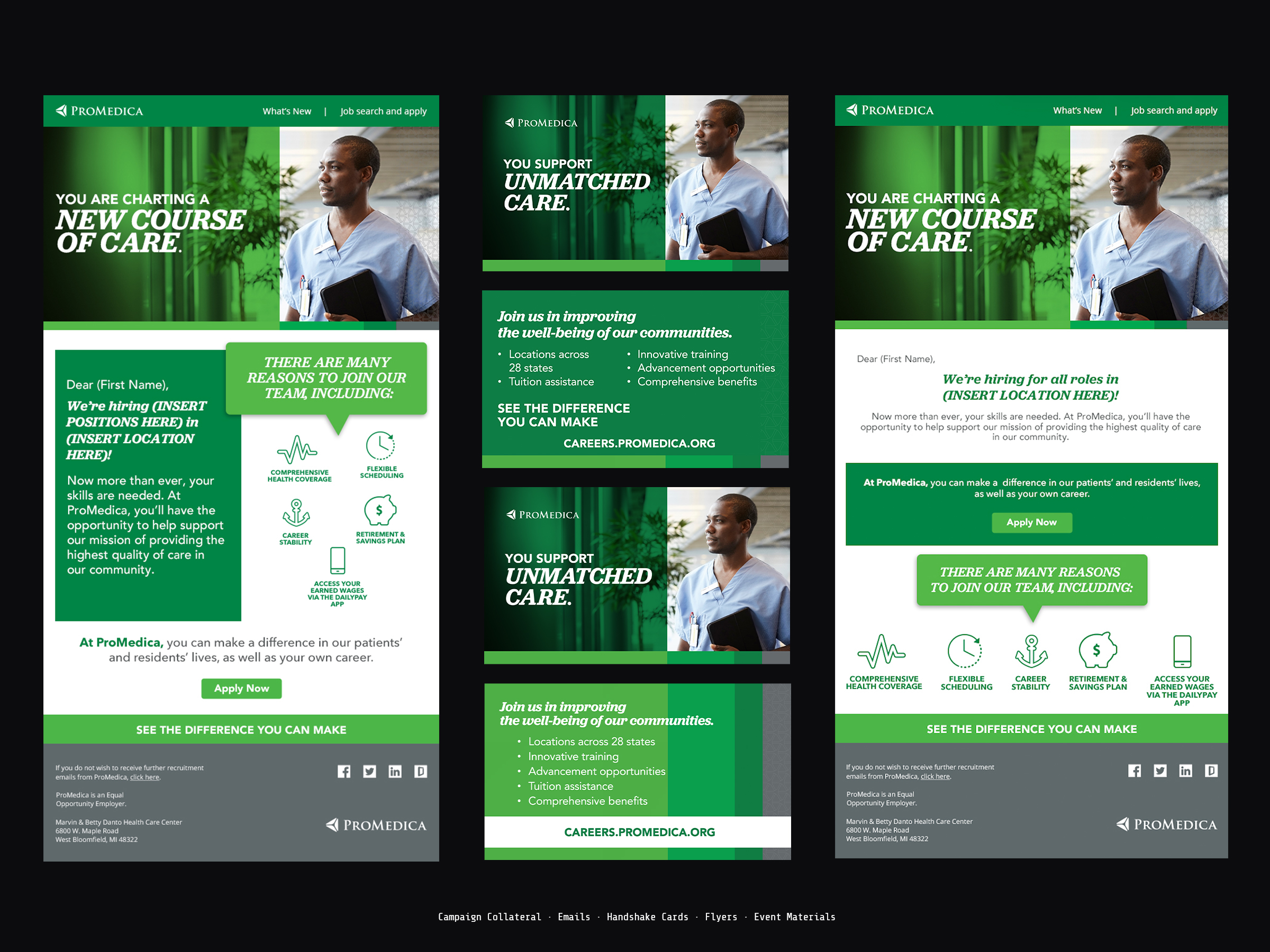 ProMedica — Campaign Collateral · Emails, Handshake Cards, Flyers & Event Materials