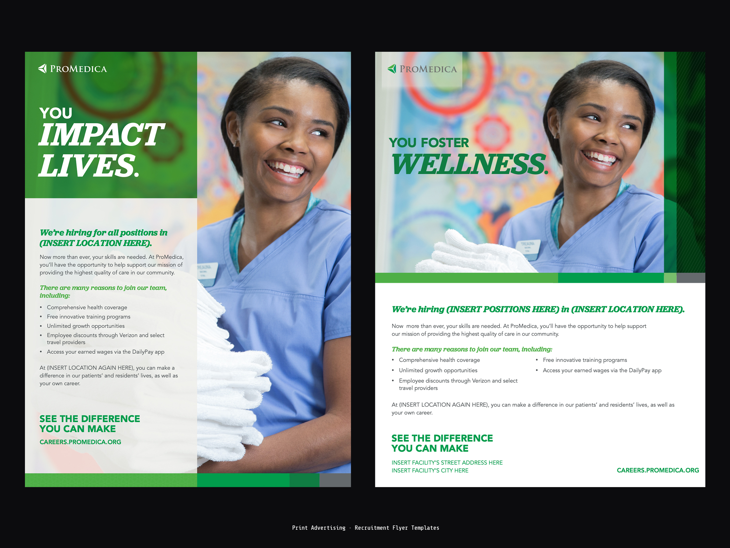 ProMedica — Print Advertising · Templated Recruitment Flyers