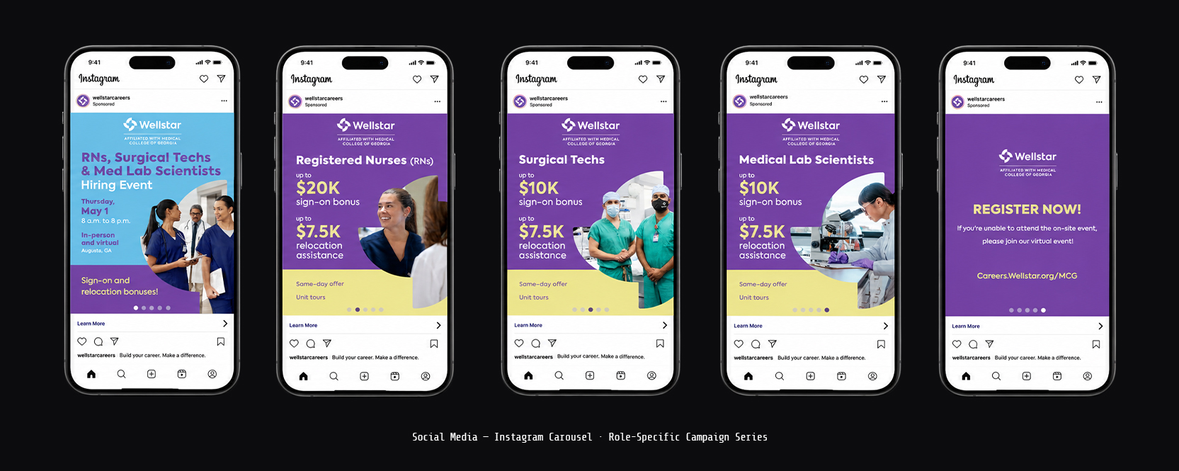 Wellstar — Social Media · Instagram Carousel · Role-Specific Campaign Series