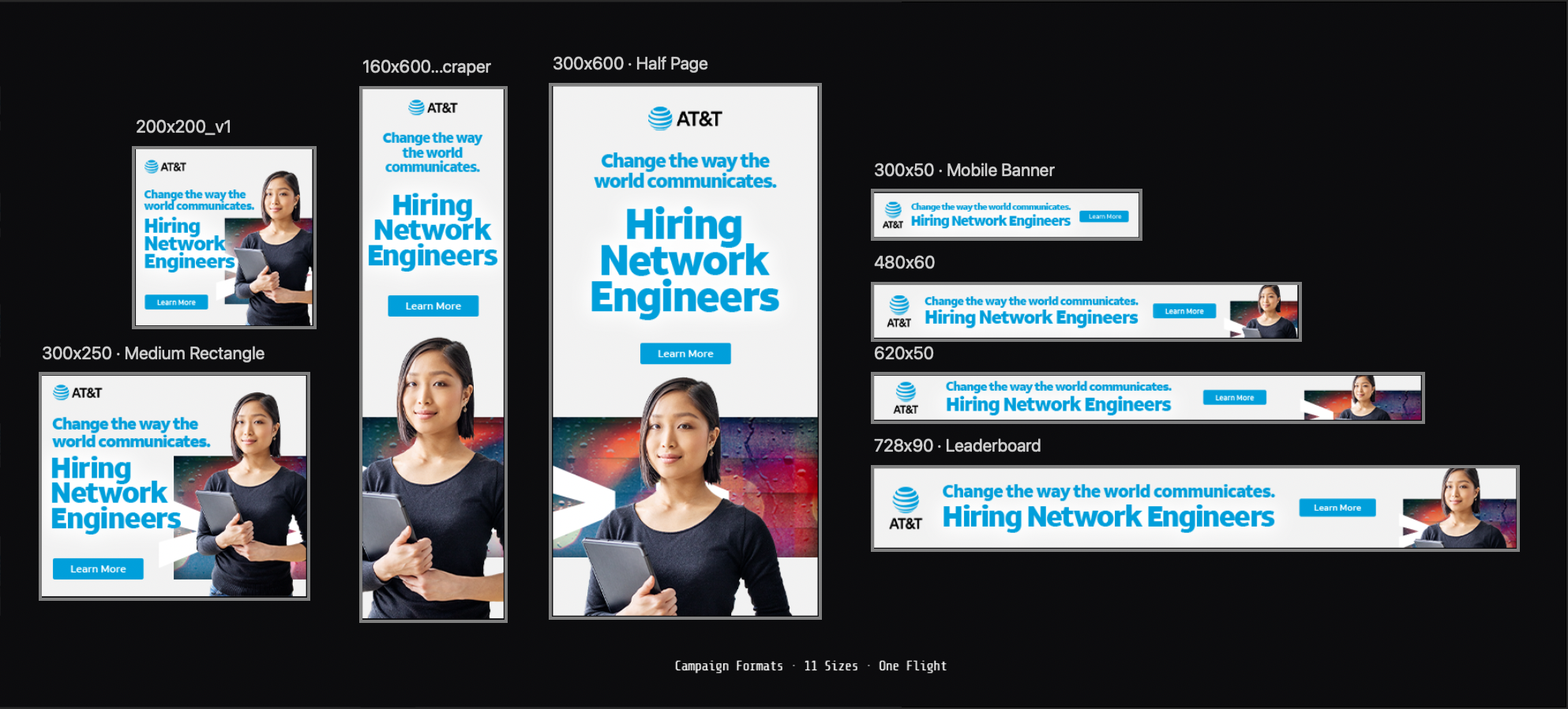 AT&T Careers — Digital campaign formats across 9 sizes in one flight